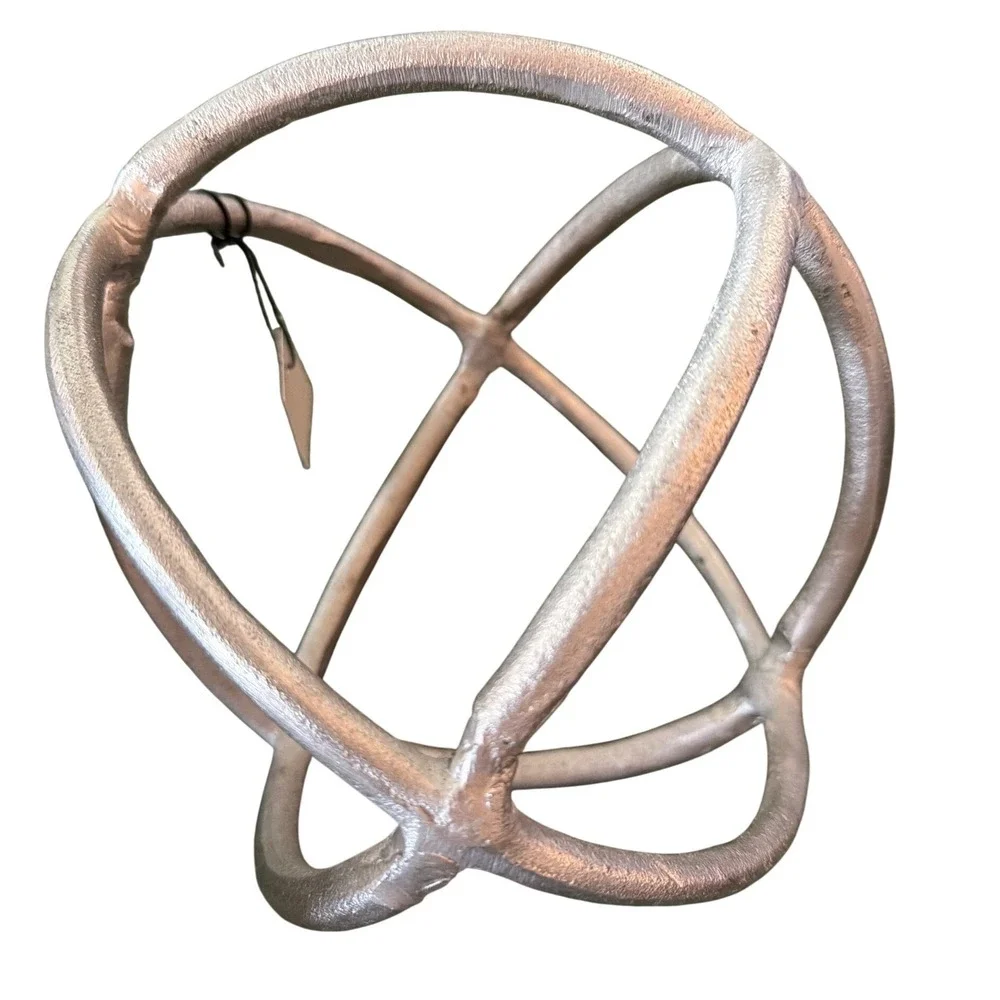 West Elm Metal Sphere Home Decor OS Silver Excellent Geometric Armillary Orb
